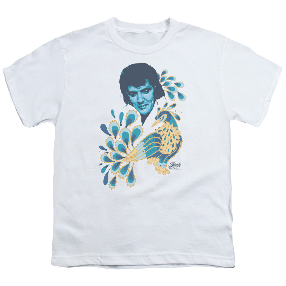 Elvis Presley Peacock Kids Youth T Shirt White Officially Licensed