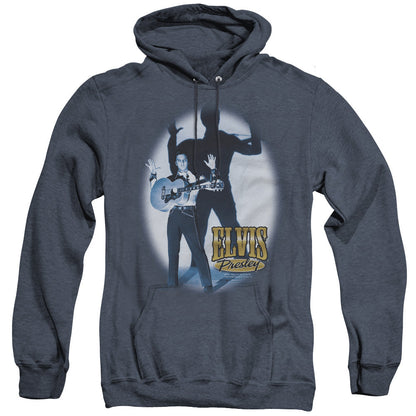 Elvis Presley Hands Up Mens Heather Hoodie Navy Officially Licensed