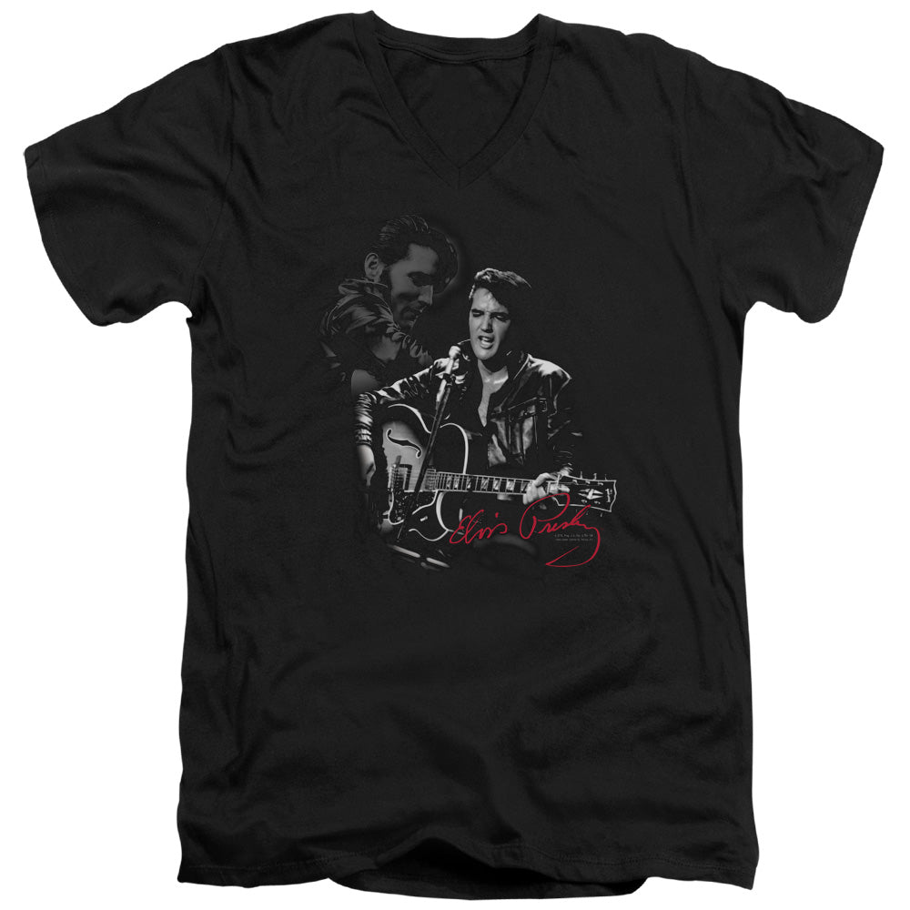 Elvis Presley Show Stopper Mens Slim Fit V-Neck T Shirt Black Officially Licensed