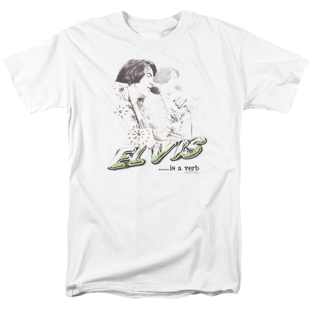 Elvis Presley Elvis Is A Verb Mens T Shirt White Officially Licensed