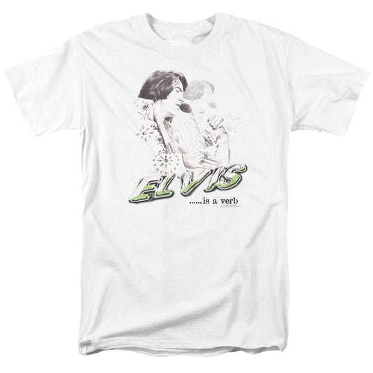 Elvis Presley Elvis Is A Verb Mens T Shirt White Officially Licensed