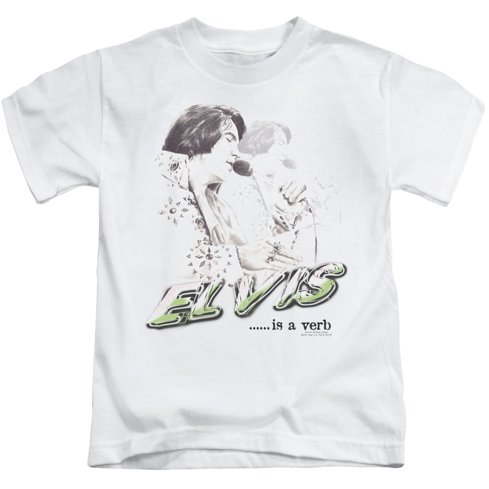 Elvis Presley Elvis is a Verb Juvenile Kids Youth T Shirt White Officially Licensed