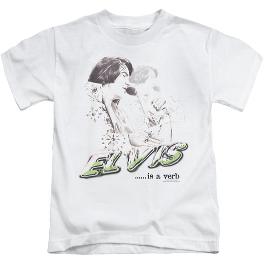 Elvis Presley Elvis is a Verb Juvenile Kids Youth T Shirt White Officially Licensed