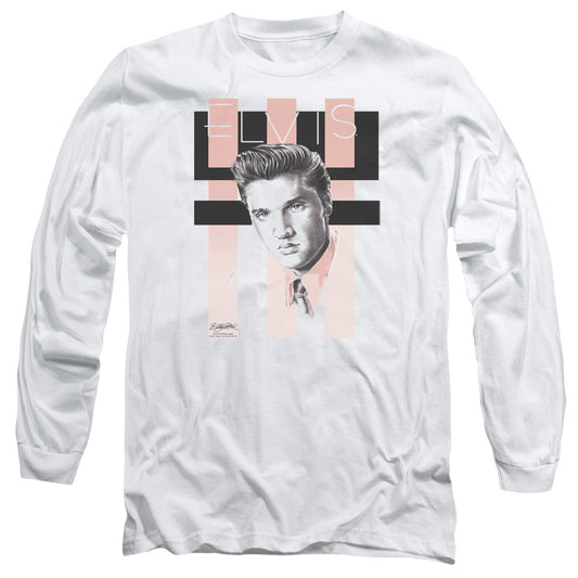 Elvis Presley Retro Mens Long Sleeve Shirt White Officially Licensed Officially Licensed