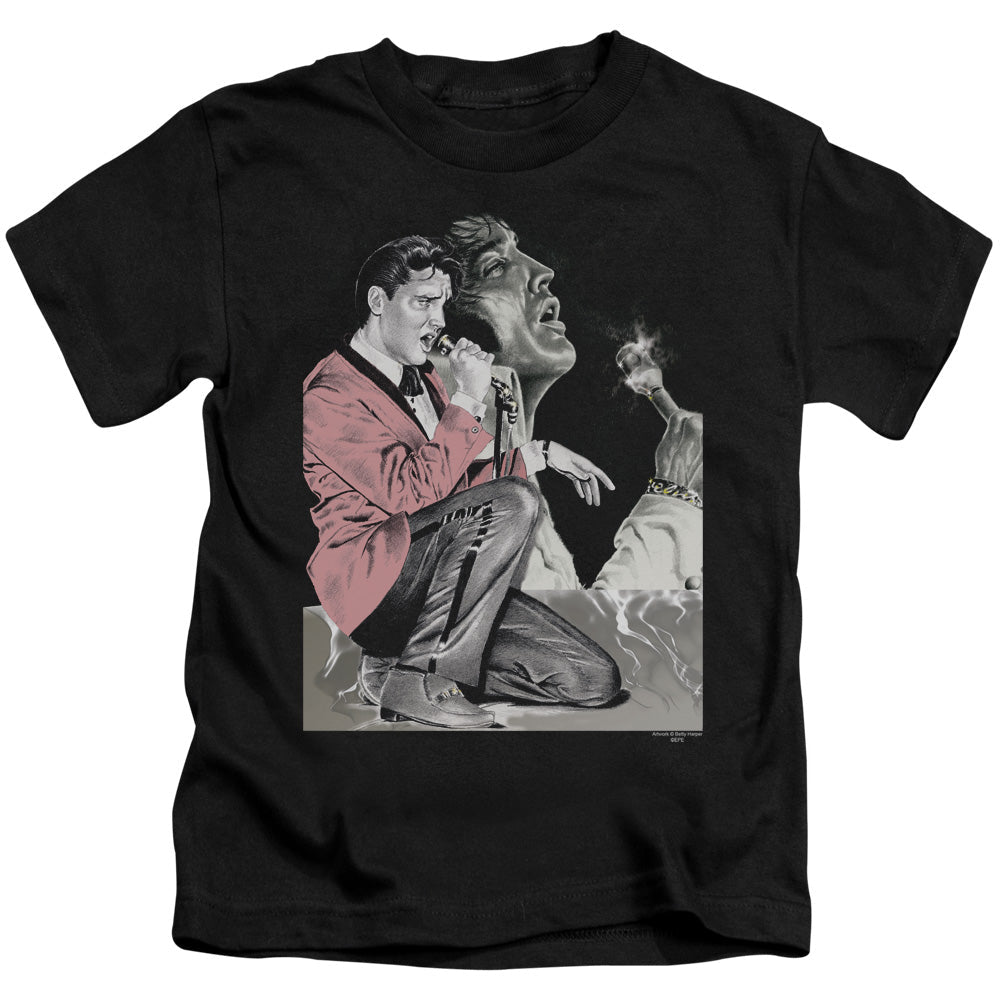 Elvis Presley Rock N Roll Smoke Juvenile Kids Youth T Shirt Black Officially Licensed