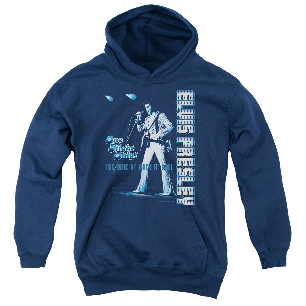 Elvis Presley One Night Only Kids Youth Hoodie Navy Blue Officially Licensed