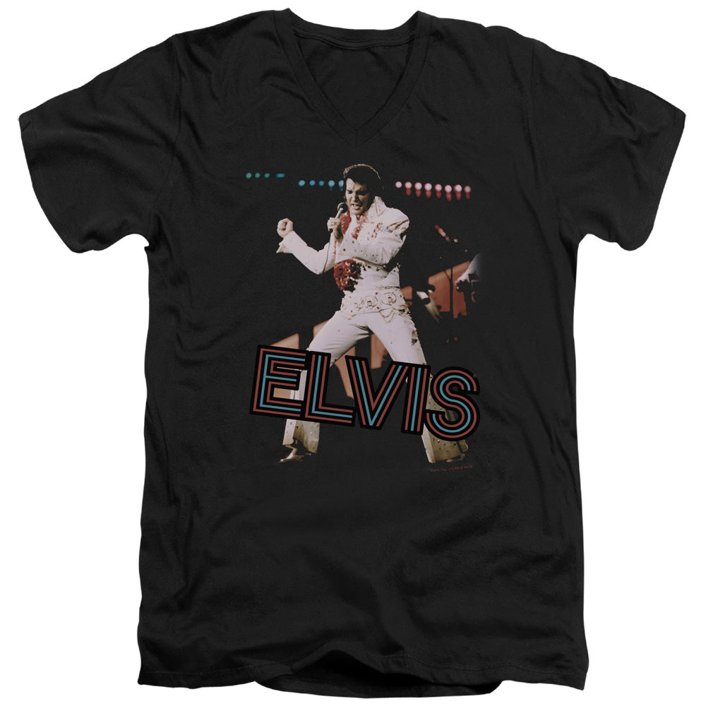 Elvis Presley Hit the Lights Mens Slim Fit V-Neck T Shirt Black Officially Licensed