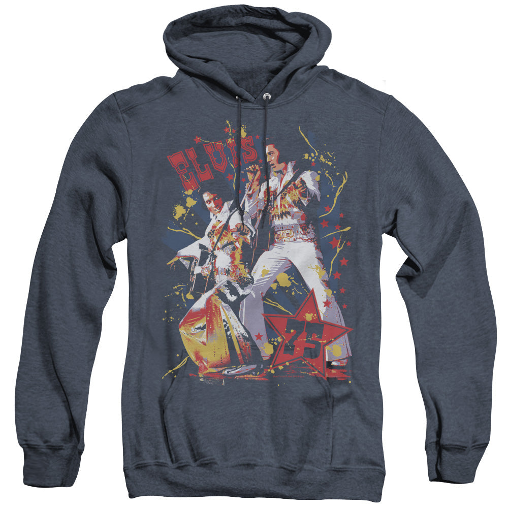 Elvis Presley Eagle Elvis Mens Heather Hoodie Navy Officially Licensed