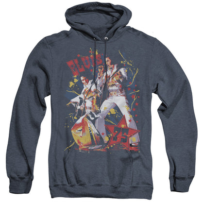 Elvis Presley Eagle Elvis Mens Heather Hoodie Navy Officially Licensed