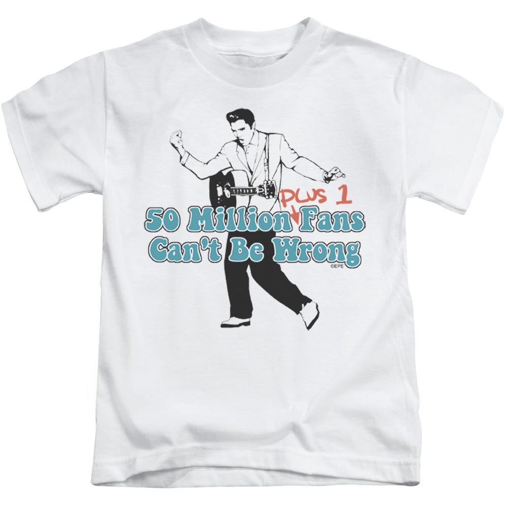 Elvis Presley 50 Million Fans Plus 1 Juvenile Kids Youth T Shirt White Officially Licensed