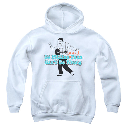 Elvis Presley 50 Million Fans Plus 1 Kids Youth Hoodie White Officially Licensed