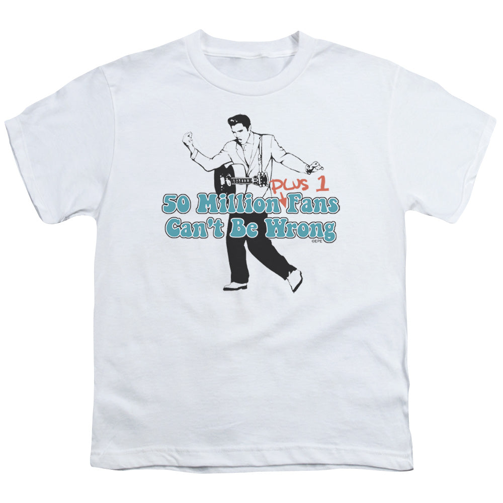 Elvis Presley 50 Million Fans Plus 1 Kids Youth T Shirt White Officially Licensed