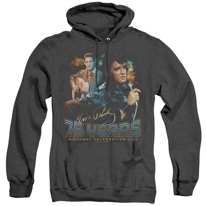 Elvis Presley 75 Years Mens Heather Hoodie Black Officially Licensed