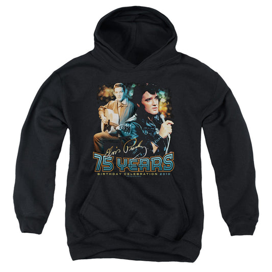 Elvis Presley 75 Years Kids Youth Hoodie Black Officially Licensed