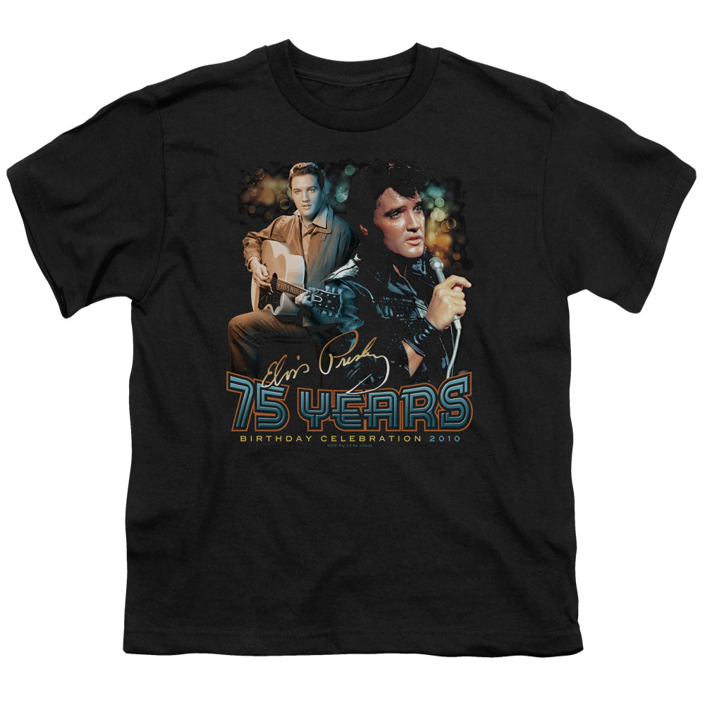 Elvis Presley 75 Years Kids Youth T Shirt Black Officially Licensed