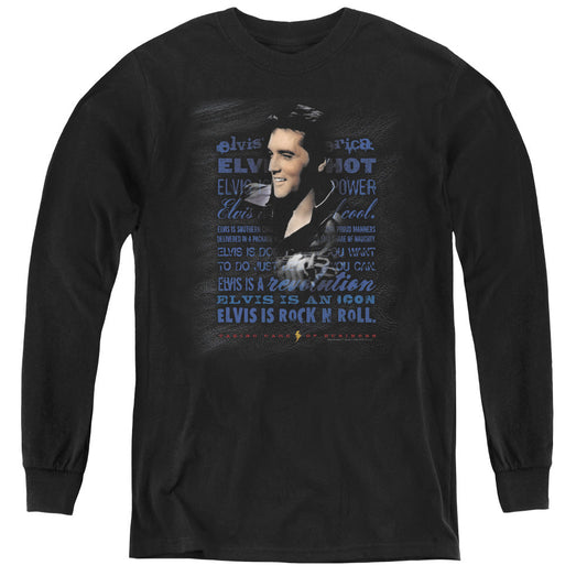 Elvis Presley Icon Long Sleeve Kids Youth T Shirt Black Officially Licensed