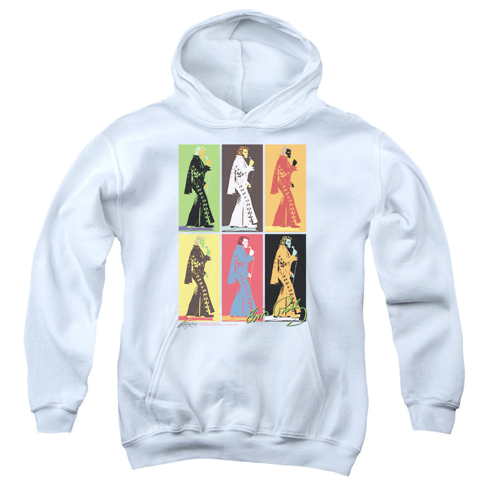 Elvis Presley Retro Boxes Kids Youth Hoodie White Officially Licensed