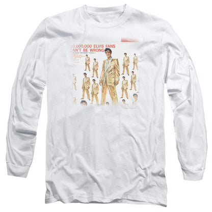 Elvis Presley 50 Million Fans Mens Long Sleeve Shirt White Officially Licensed Officially Licensed