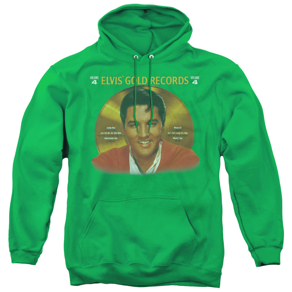 Elvis Presley Gold Records Mens Hoodie Kelly Green Officially Licensed