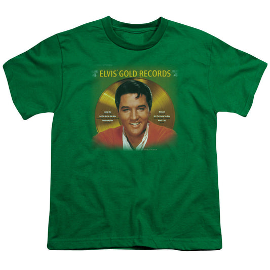Elvis Presley Gold Records Kids Youth T Shirt Kelly Green Officially Licensed