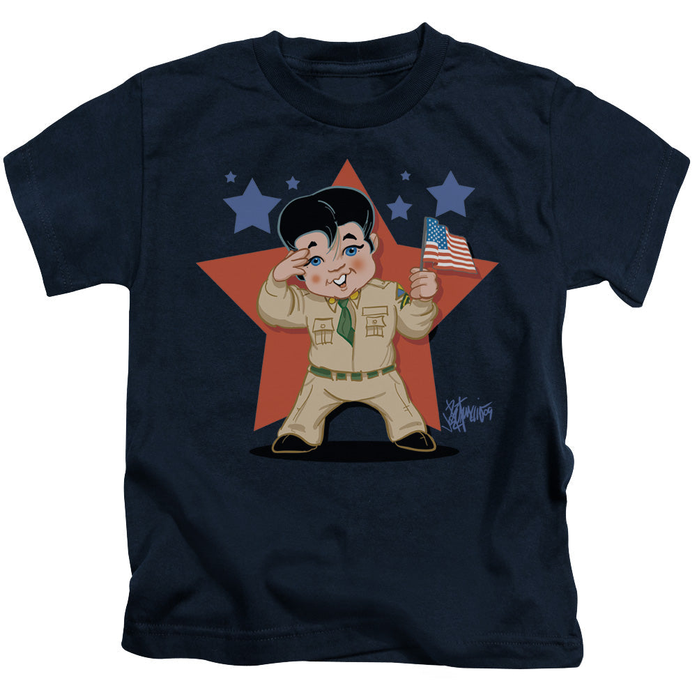 Elvis Presley Lil G I Juvenile Kids Youth T Shirt Navy Blue Officially Licensed