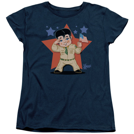 Elvis Presley Lil G I Womens T Shirt Navy Blue Officially Licensed