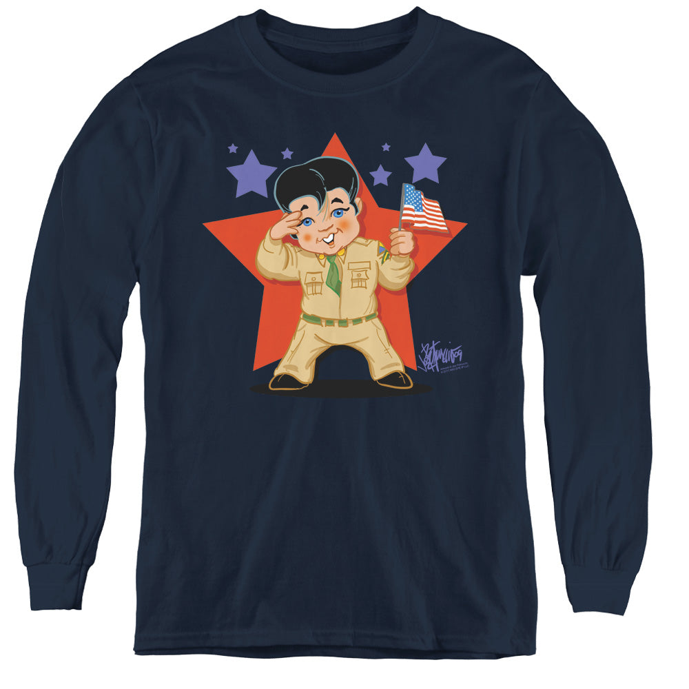 Elvis Presley Lil G I Long Sleeve Kids Youth T Shirt Navy Blue Officially Licensed