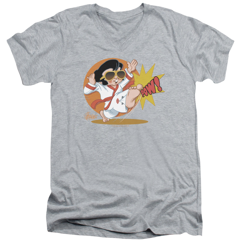 Elvis Presley Karate King Mens Slim Fit V-Neck T Shirt Athletic Heather Officially Licensed