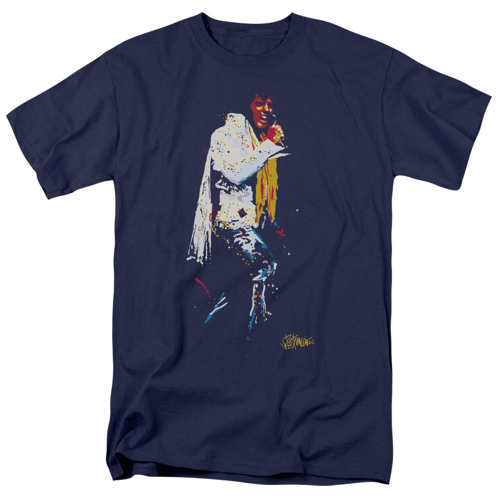 Elvis Presley Yellow Scarf Mens T Shirt Navy Officially Licensed