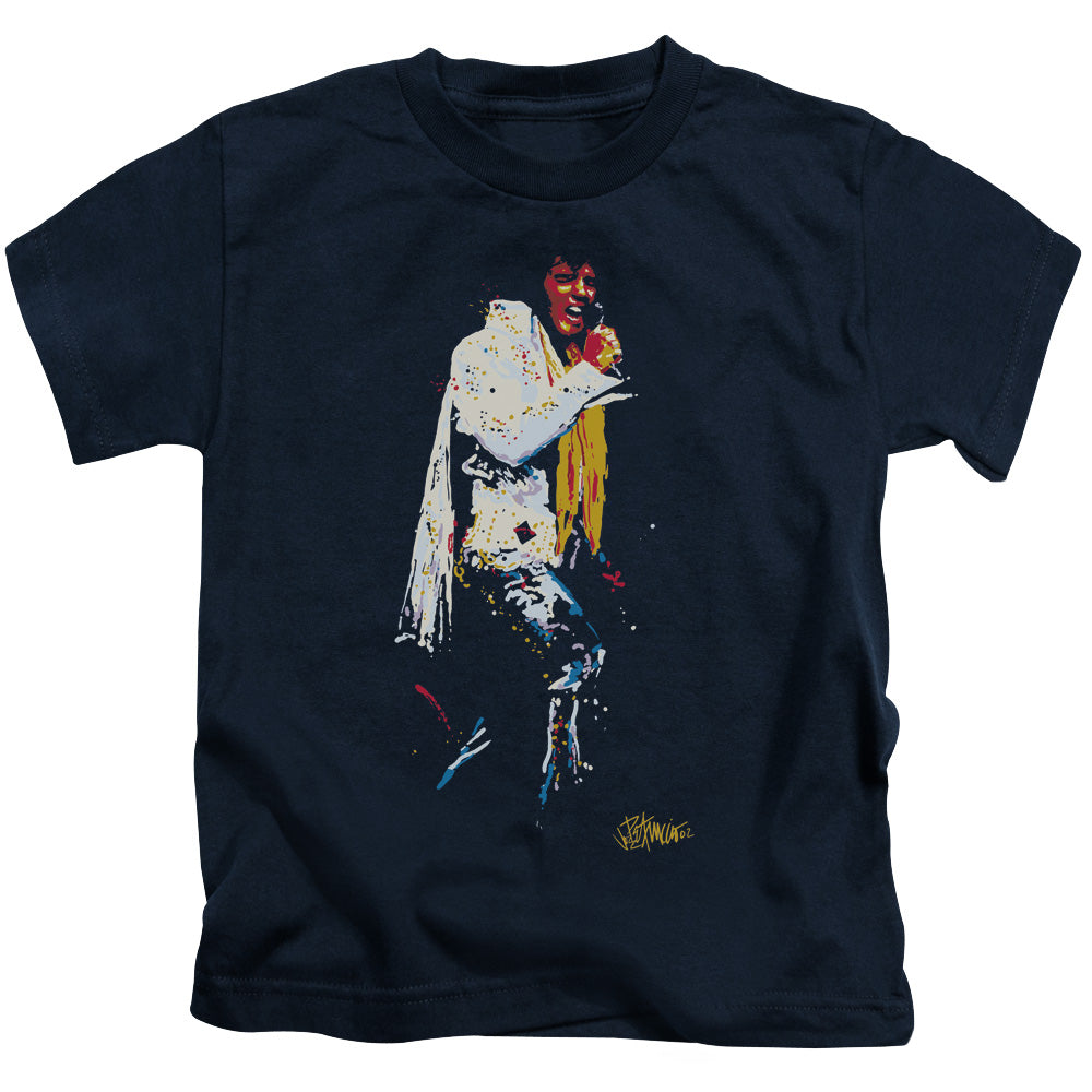 Elvis Presley Yellow Scarf Juvenile Kids Youth T Shirt Navy Blue Officially Licensed