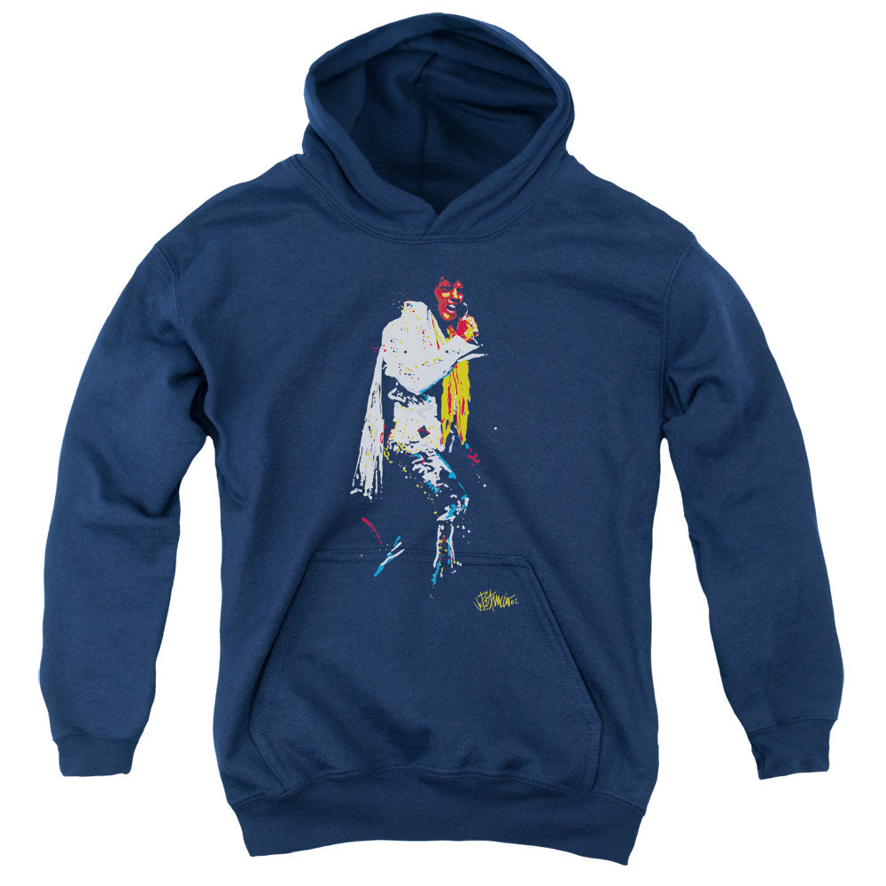 Elvis Presley Yellow Scarf Kids Youth Hoodie Navy Blue Officially Licensed