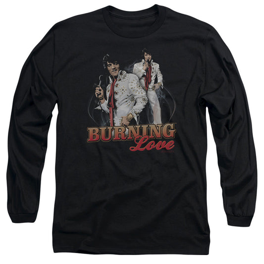 Elvis Presley Burning Love Mens Long Sleeve Shirt Black Officially Licensed Officially Licensed