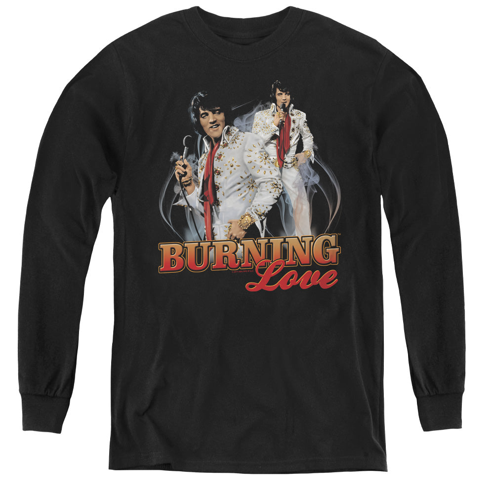 Elvis Presley Burning Love Long Sleeve Kids Youth T Shirt Black Officially Licensed