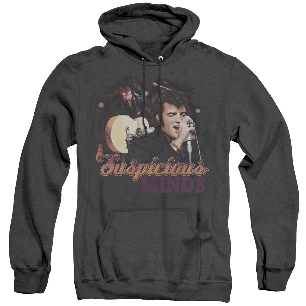 Elvis Presley Suspicious Minds Mens Heather Hoodie Black Officially Licensed