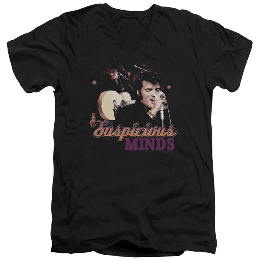 Elvis Presley Suspicious Minds Mens Slim Fit V-Neck T Shirt Black Officially Licensed
