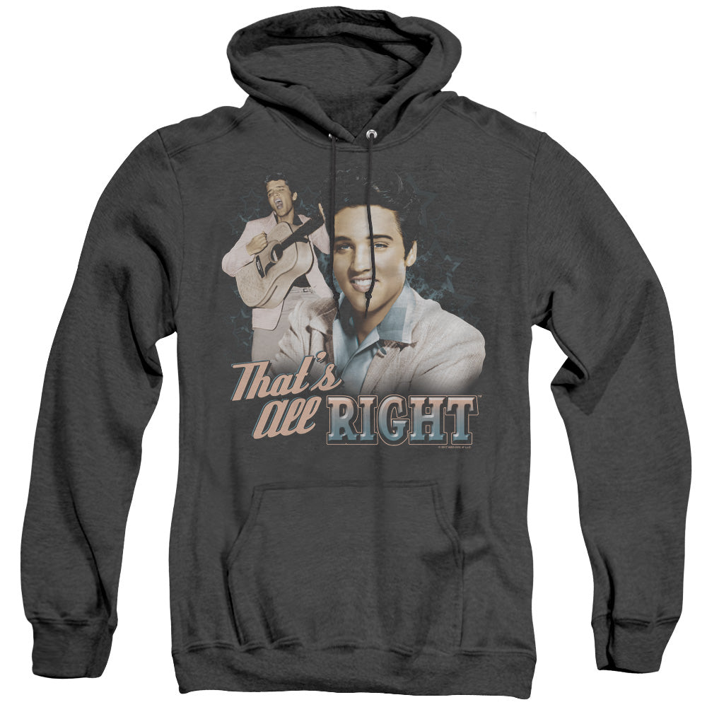 Elvis Presley Thats All Right Mens Heather Hoodie Black Officially Licensed