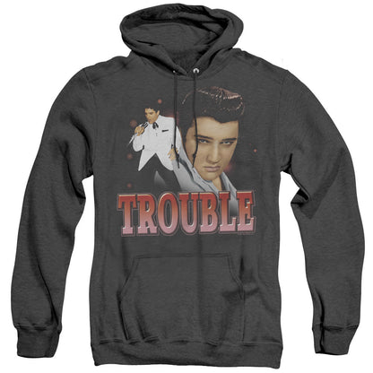 Elvis Presley Trouble Mens Heather Hoodie Black Officially Licensed