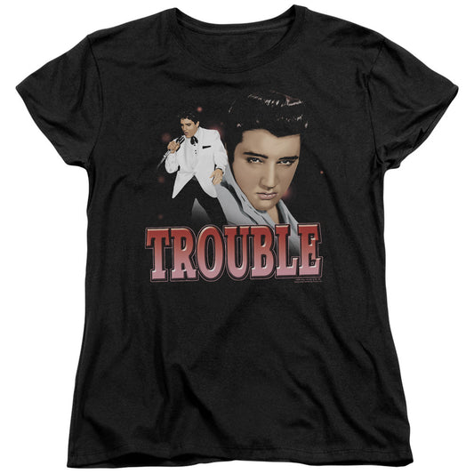 Elvis Presley Trouble Womens T Shirt Black Officially Licensed