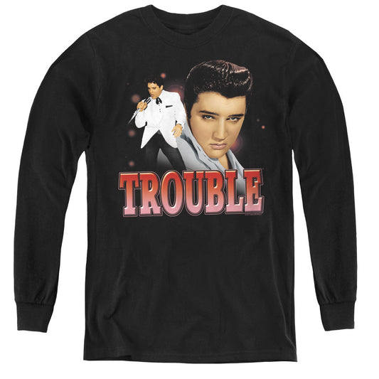 Elvis Presley Trouble Long Sleeve Kids Youth T Shirt Black Officially Licensed
