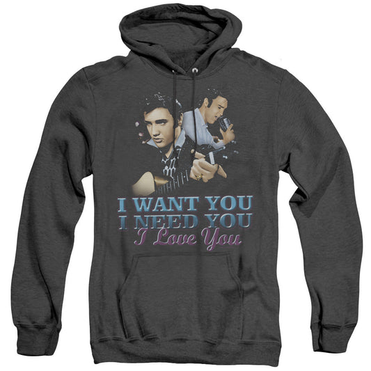 Elvis Presley I Want You Heather Mens Hoodie Black Officially Licensed