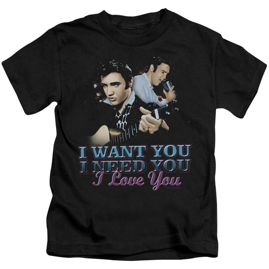 Elvis Presley I Want You Juvenile Kids Youth T Shirt Black Officially Licensed