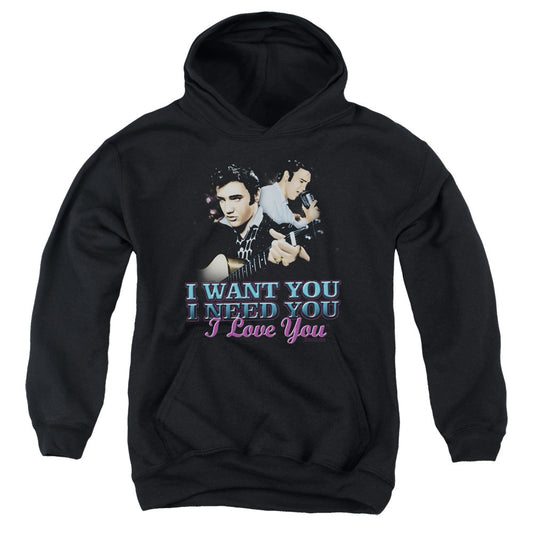 Elvis Presley I Want You Kids Youth Hoodie Black Officially Licensed