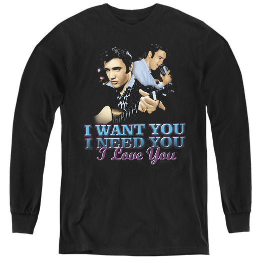 Elvis Presley I Want You Long Sleeve Kids Youth T Shirt Black Officially Licensed