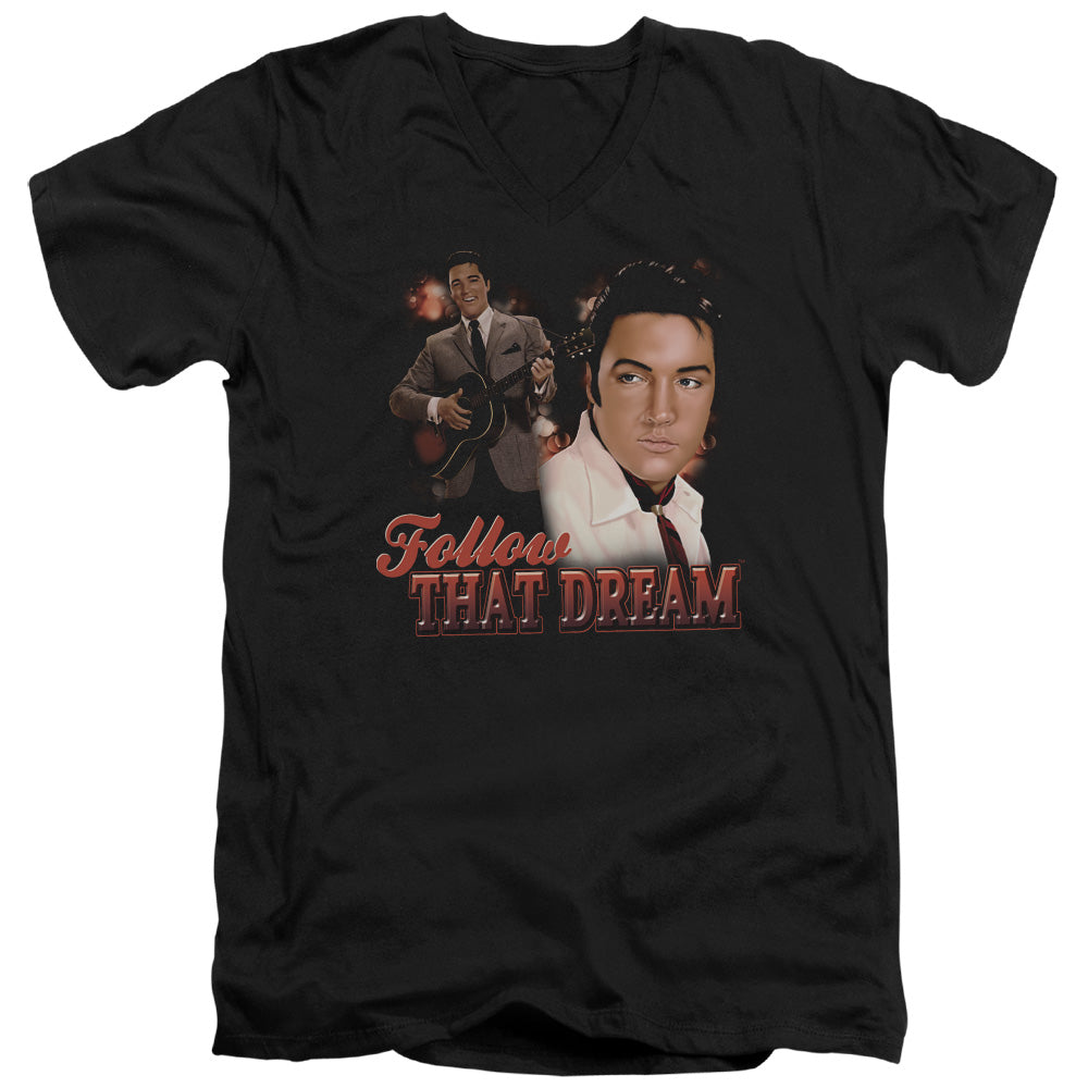 Elvis Presley Follow That Dream Mens Slim Fit V-Neck T Shirt Black Officially Licensed