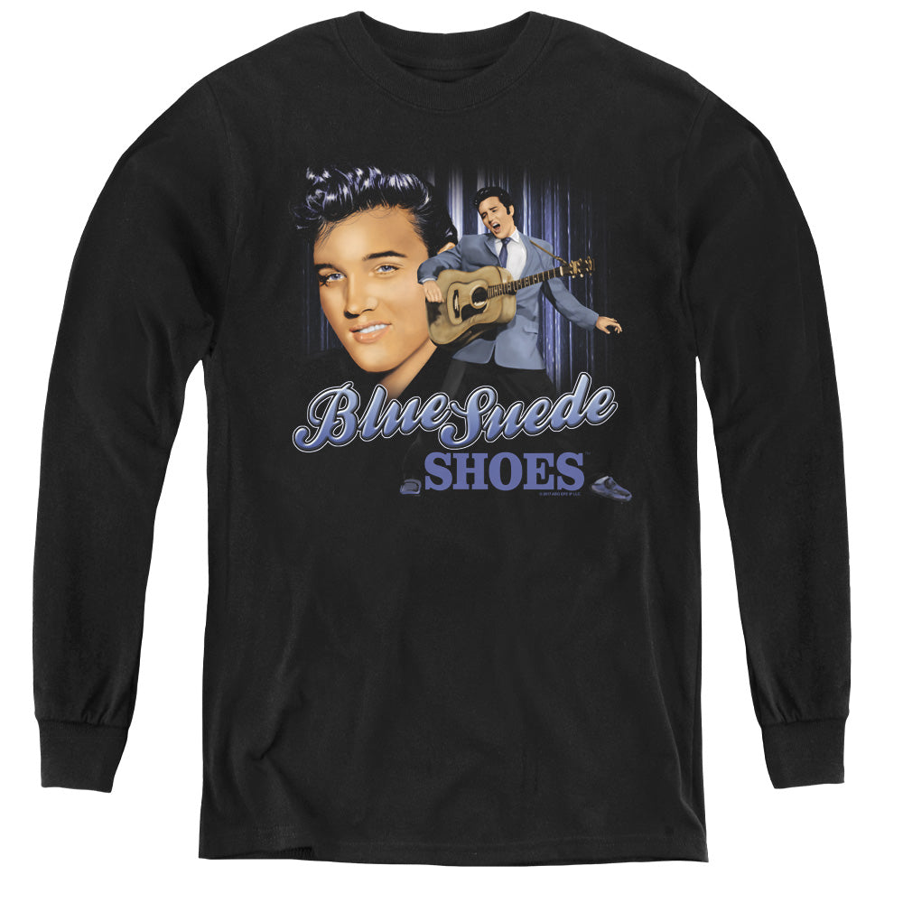 Elvis Presley Blue Suede Shoes Long Sleeve Kids Youth T Shirt Black Officially Licensed
