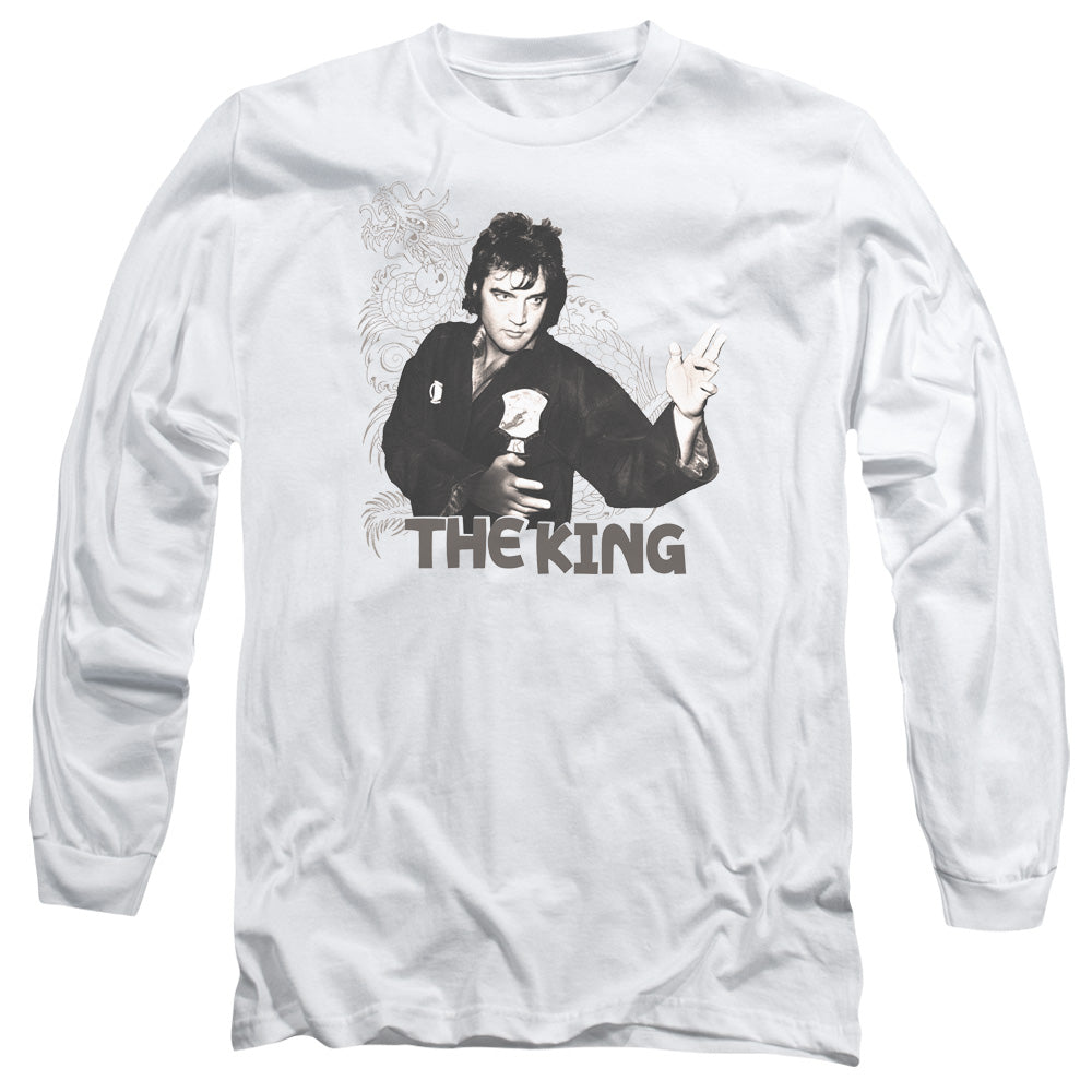 Elvis Presley Fighting King Mens Long Sleeve Shirt White Officially Licensed Officially Licensed