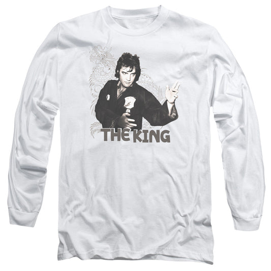Elvis Presley Fighting King Mens Long Sleeve Shirt White Officially Licensed Officially Licensed