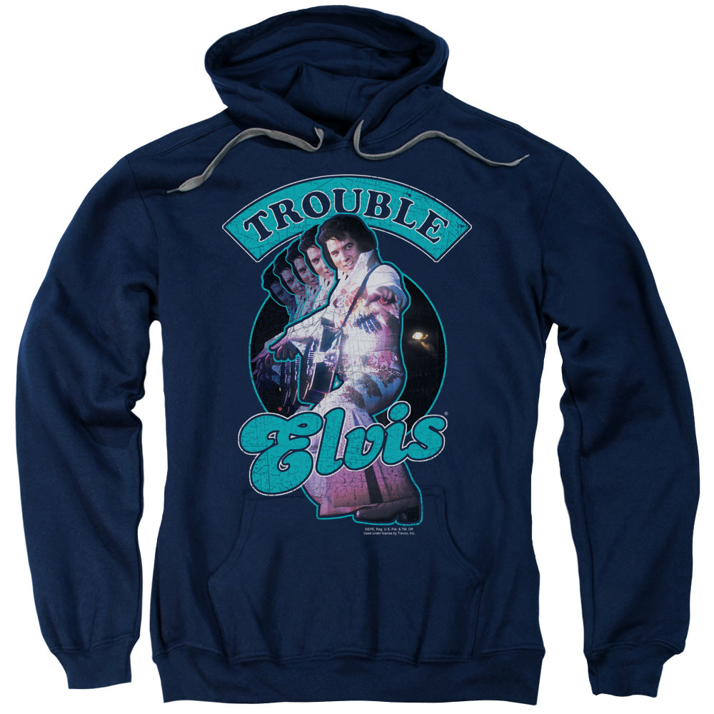 Elvis Presley Total Trouble Mens Hoodie Navy Officially Licensed