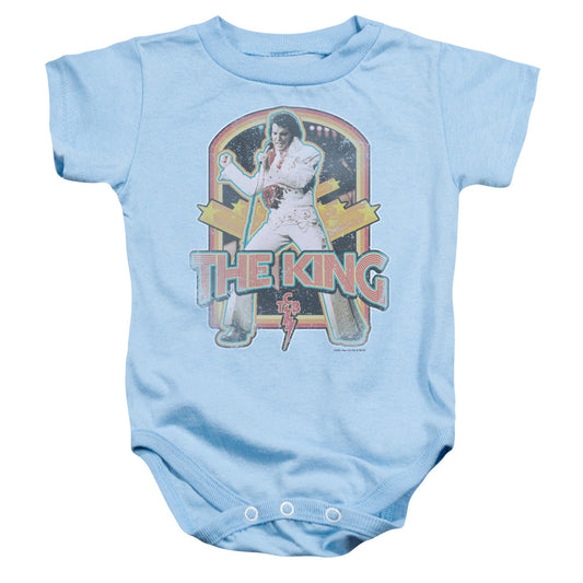 Elvis Presley Distressed King Infant Baby Snapsuit Light Blue Officially Licensed