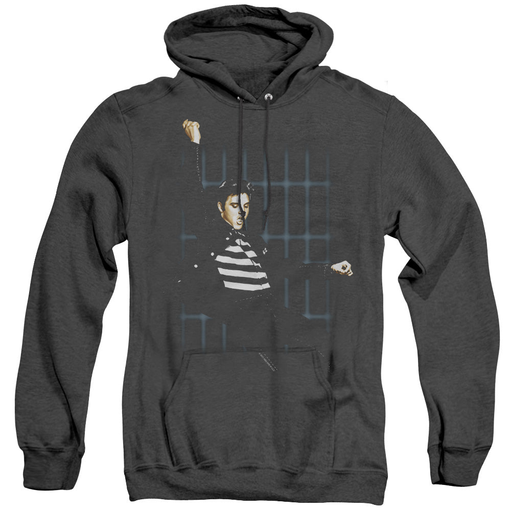 Elvis Presley Blue Bars Mens Heather Hoodie Black Officially Licensed